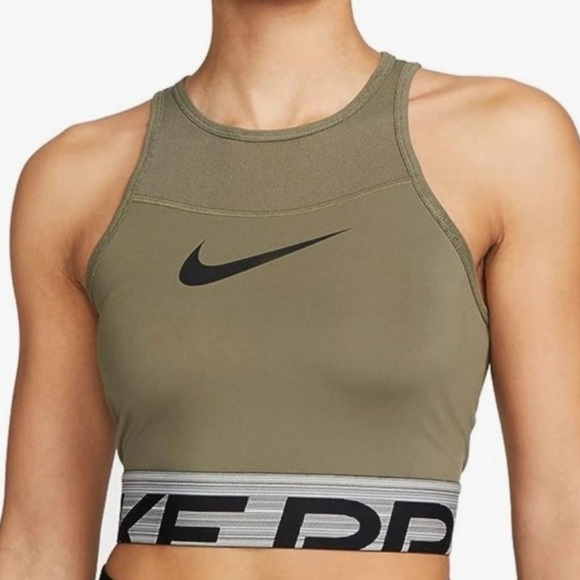 Nike Tops - Olive Green Sports Tank Womens-Nike Pro Graphic Cropped Athletic Training Tank